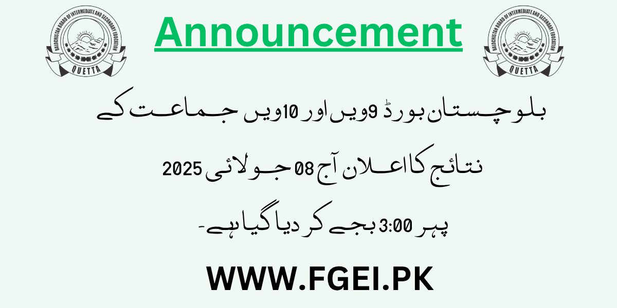 BBISE Hamara Quetta Result Gazette