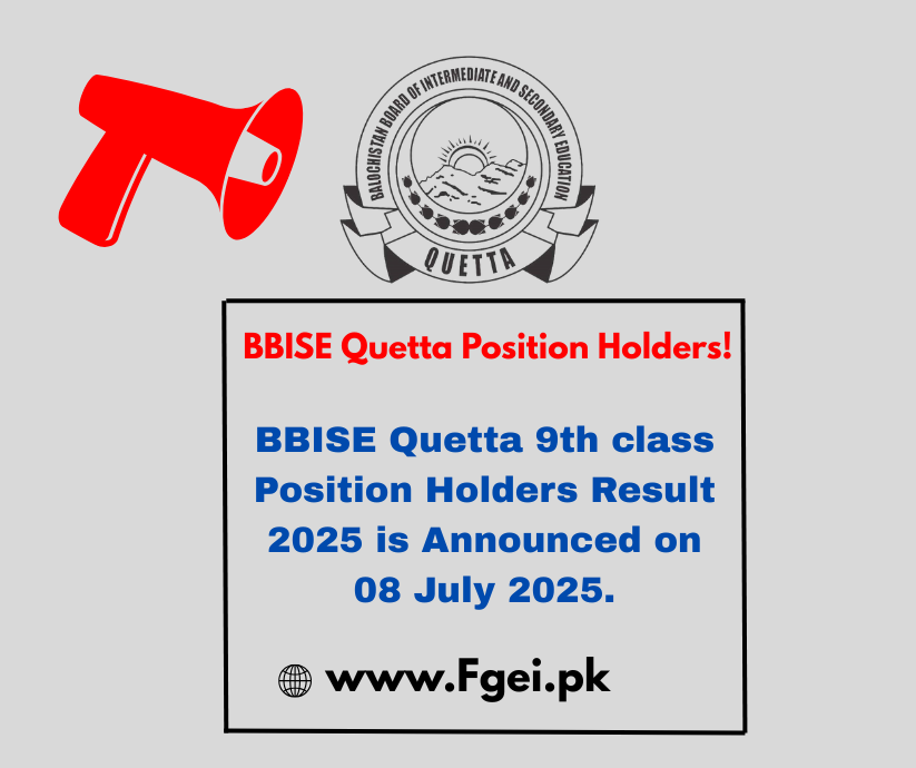 BBISE Quetta 9th Class Position Holder Result 